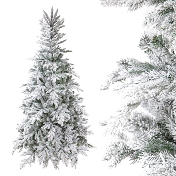 albero di natale slim innevato con pigne 215 cm – 1113 rami pvc e pe (copia)