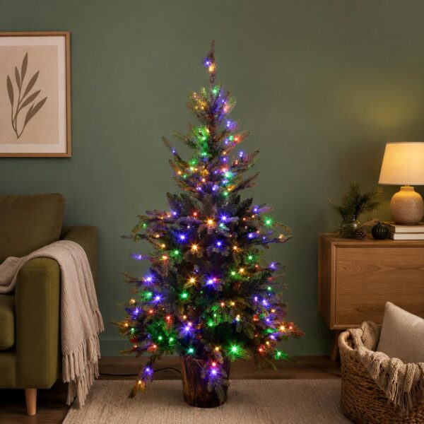 albero di natale artificiale 120 cm con vaso e 130 led multicolor – 178 rami pe/pvc (copia)