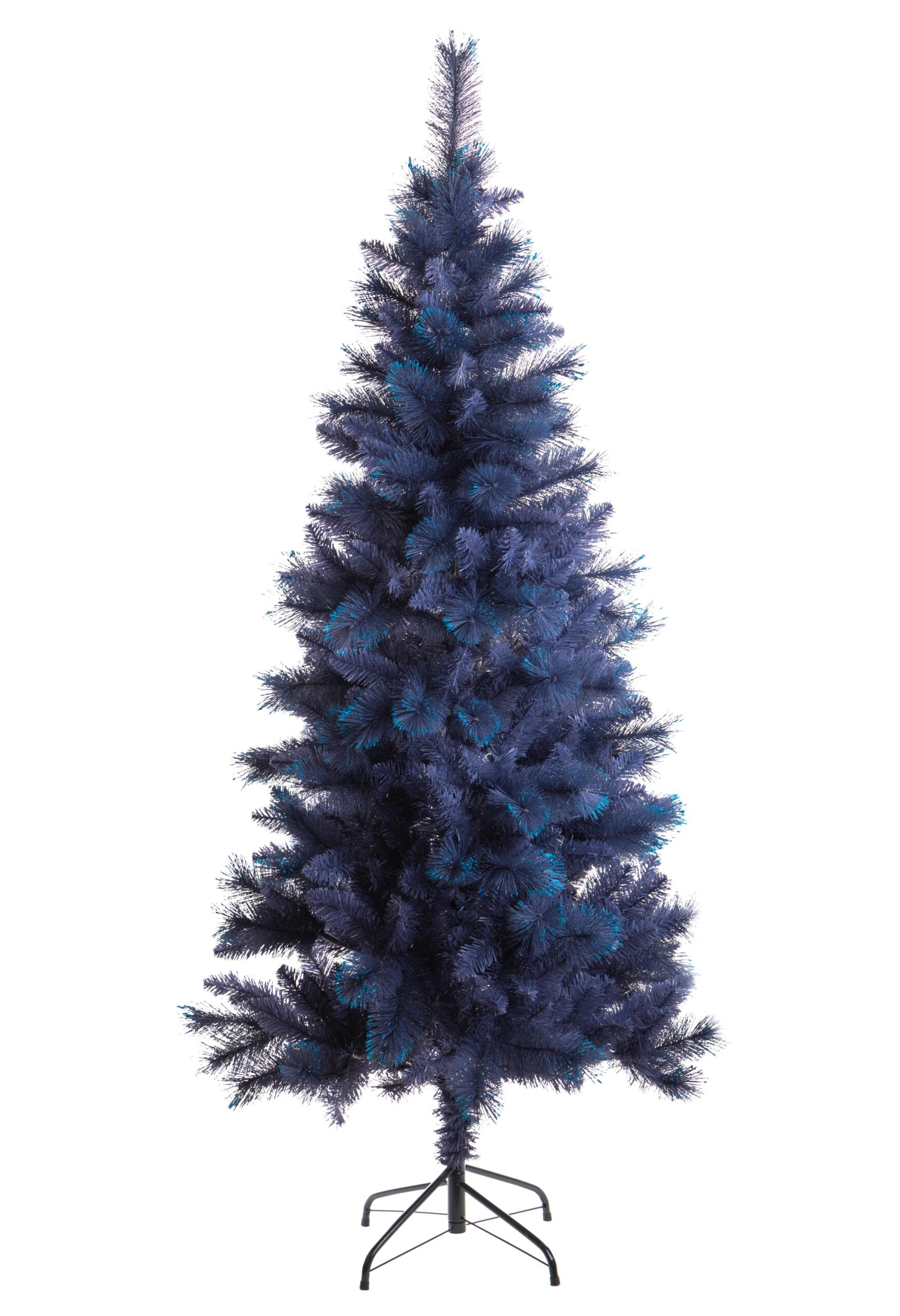 albero di natale slim blu 120 cm con glitter azzurri – 164 rami pvc e pp