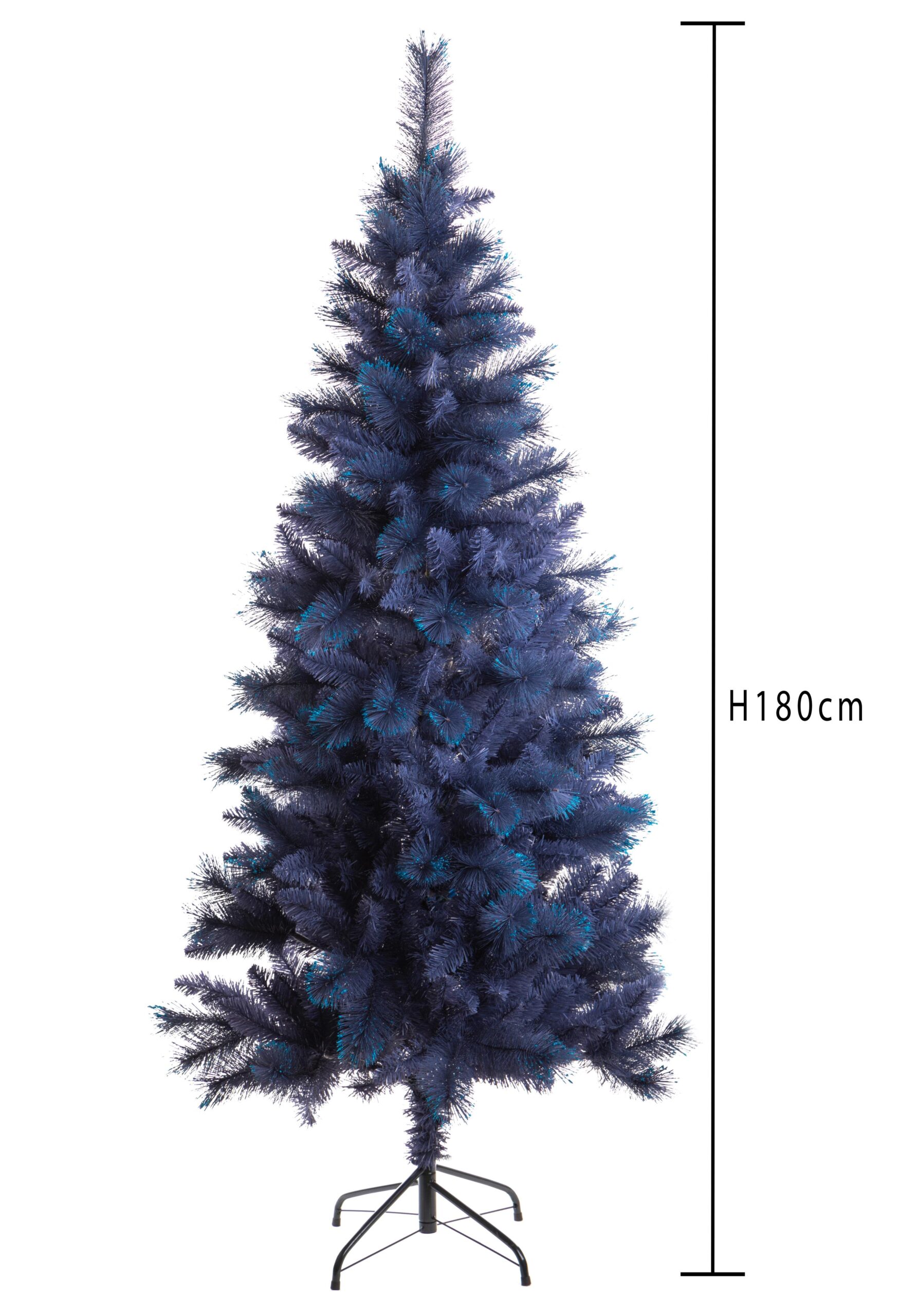 albero di natale slim blu 120 cm con glitter azzurri – 164 rami pvc e pp