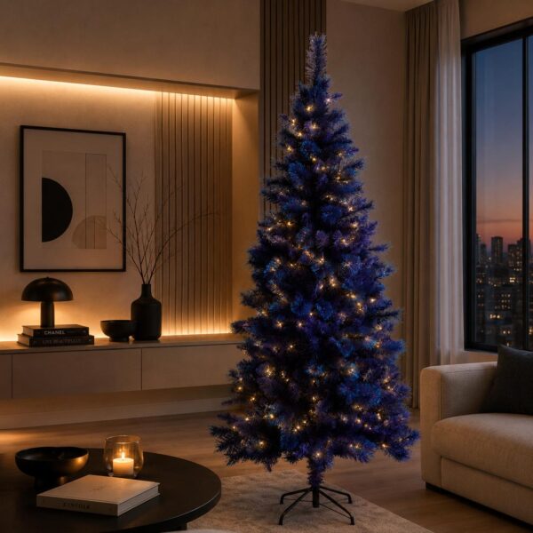 albero di natale slim blu 180 cm con glitter azzurri – 428 rami pvc e pp (copia)