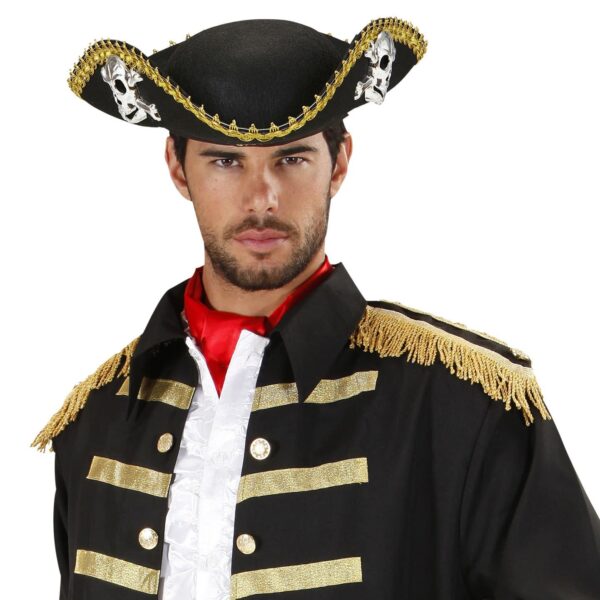 Cappello Tricorno Nero da Pirata