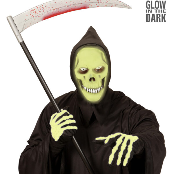 Maschera Verde con Cappuccio da Morte Fosforescente