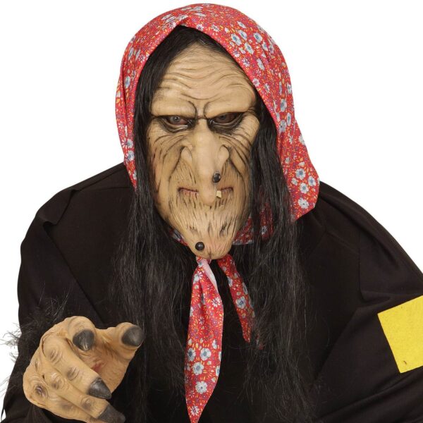 Maschera da Befana con Capelli Neri