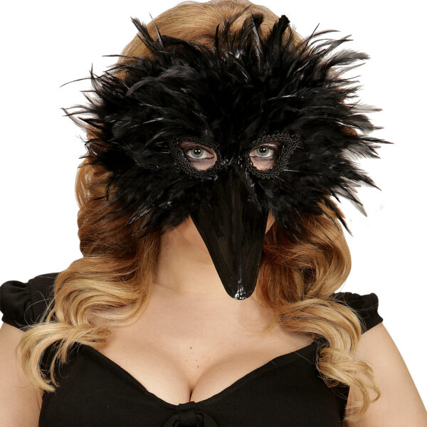 Maschera Nera da Uccello in Piume
