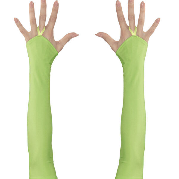 Guanti Scaldabraccia Verde Fluorescente in Raso