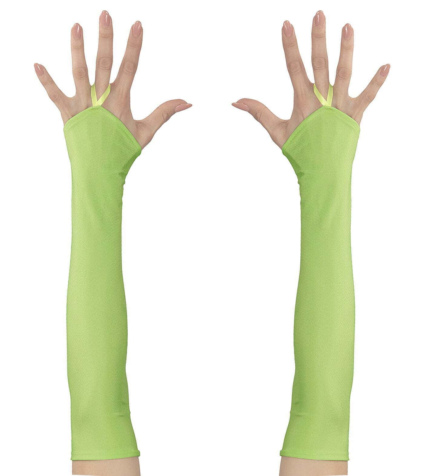 Guanti Scaldabraccia Verde Fluorescente in Raso