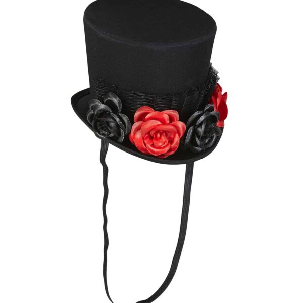 Mini Cappello Cilindro nero con Rose