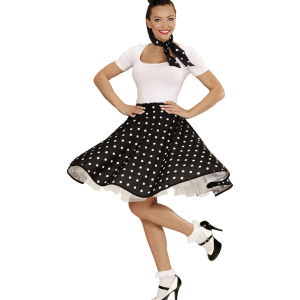 Gonna e Foulard Nera a Pois
