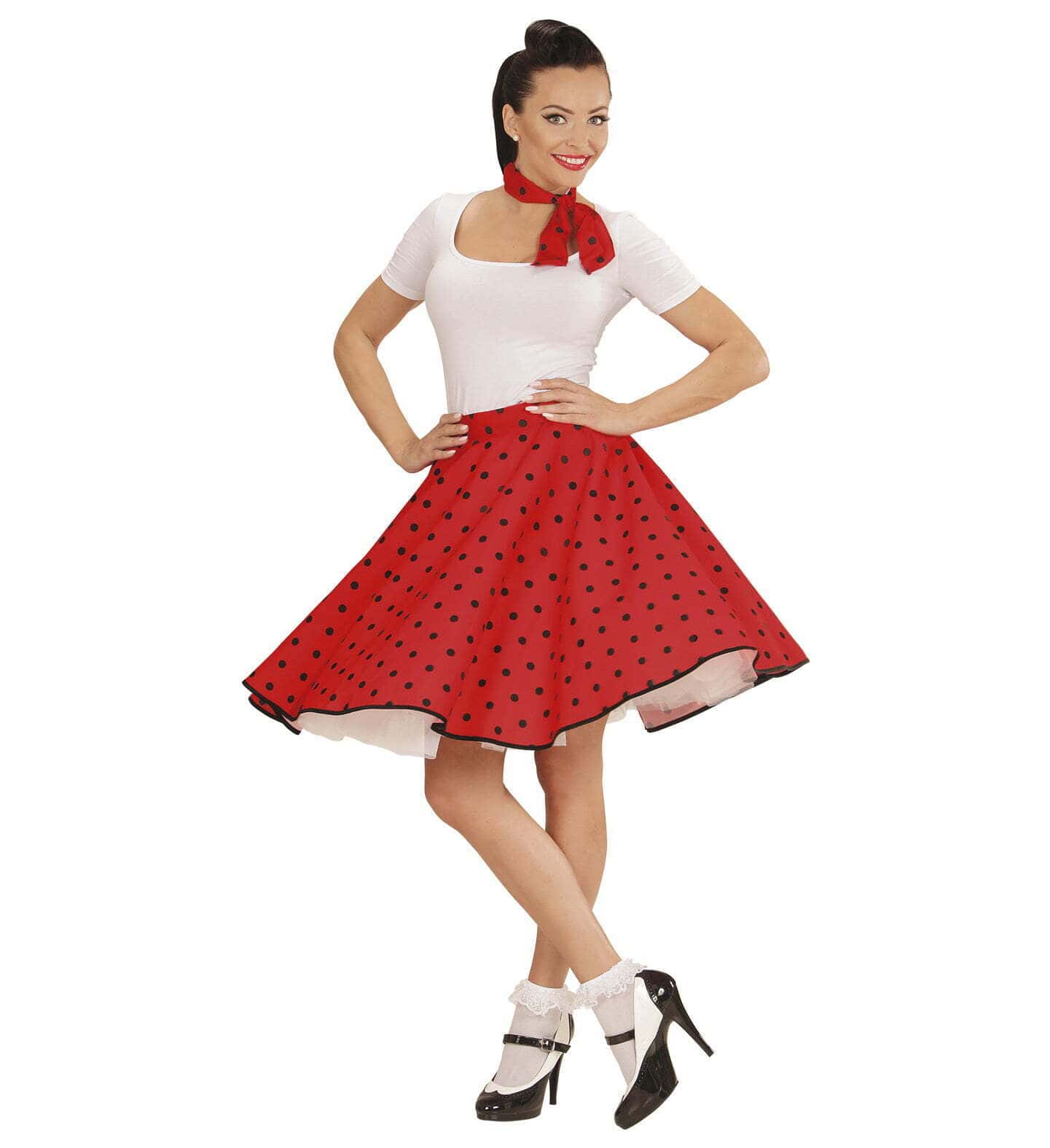 Gonna e Foulard Rossa a Pois