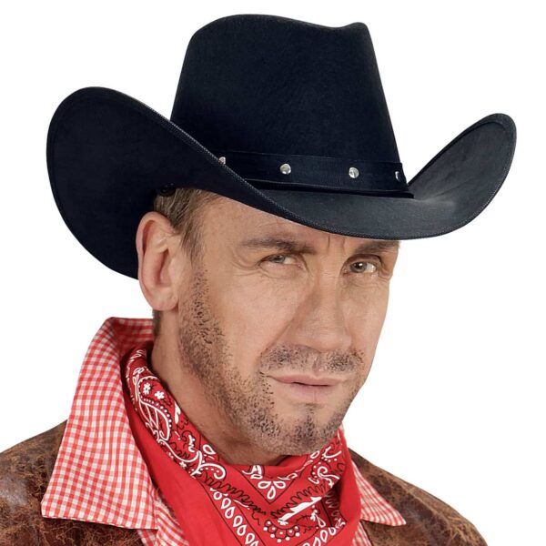 Cappello Nero da Cowboy Borchiato