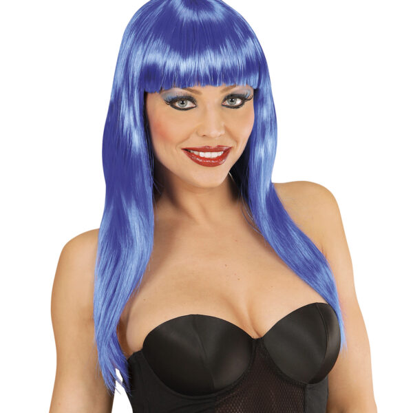 Parrucca Blu Lunga con Frangia