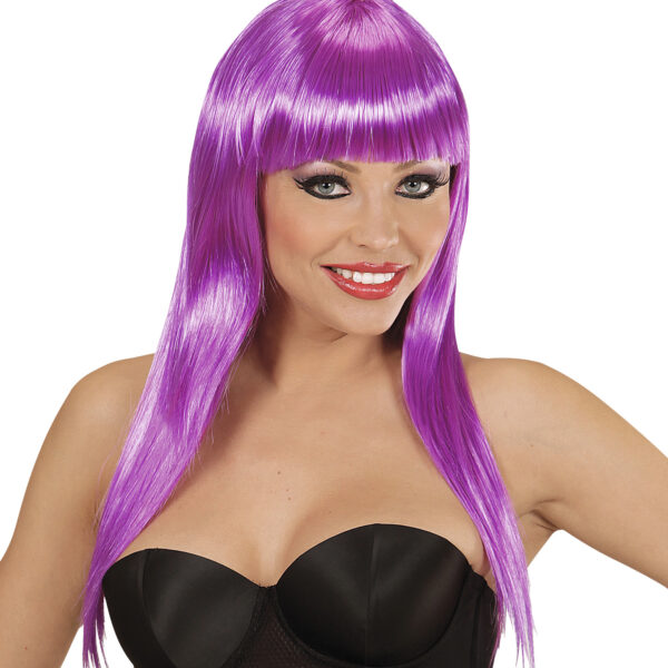 Parrucca Magenta Lunga con Frangia