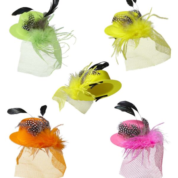 Mini Cappello Fluorescente con Piume