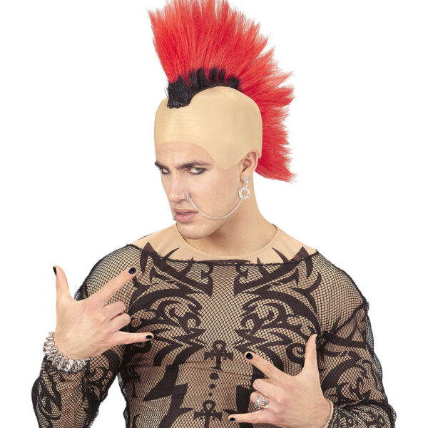 Parrucca Rossa con Cresta da Punk
