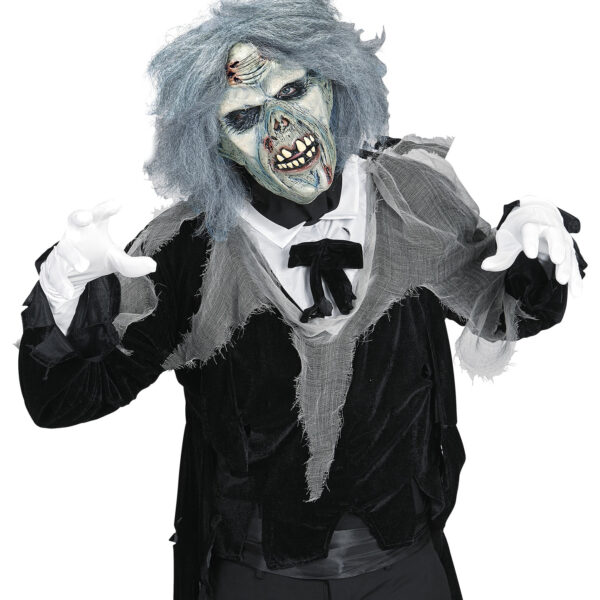 Maschera da Zombie con Parrucca Grigia