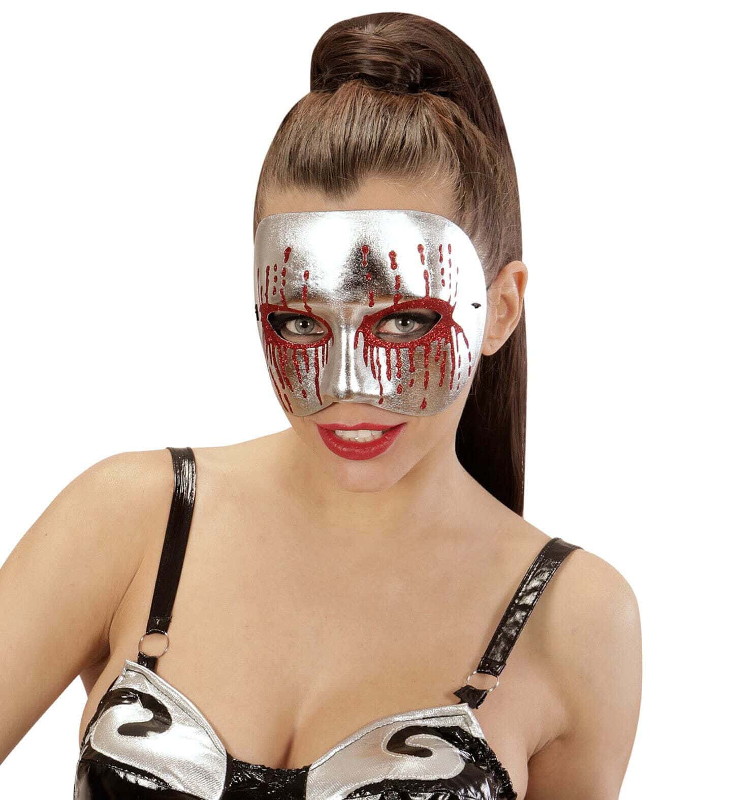 Maschera Argento da Psycho con Occhi Sanguinanti