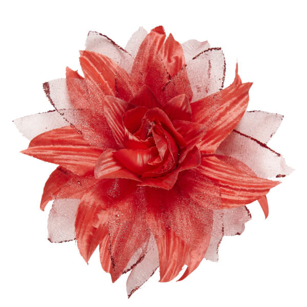 Molletta per Capelli Fiore Rosso Glitter