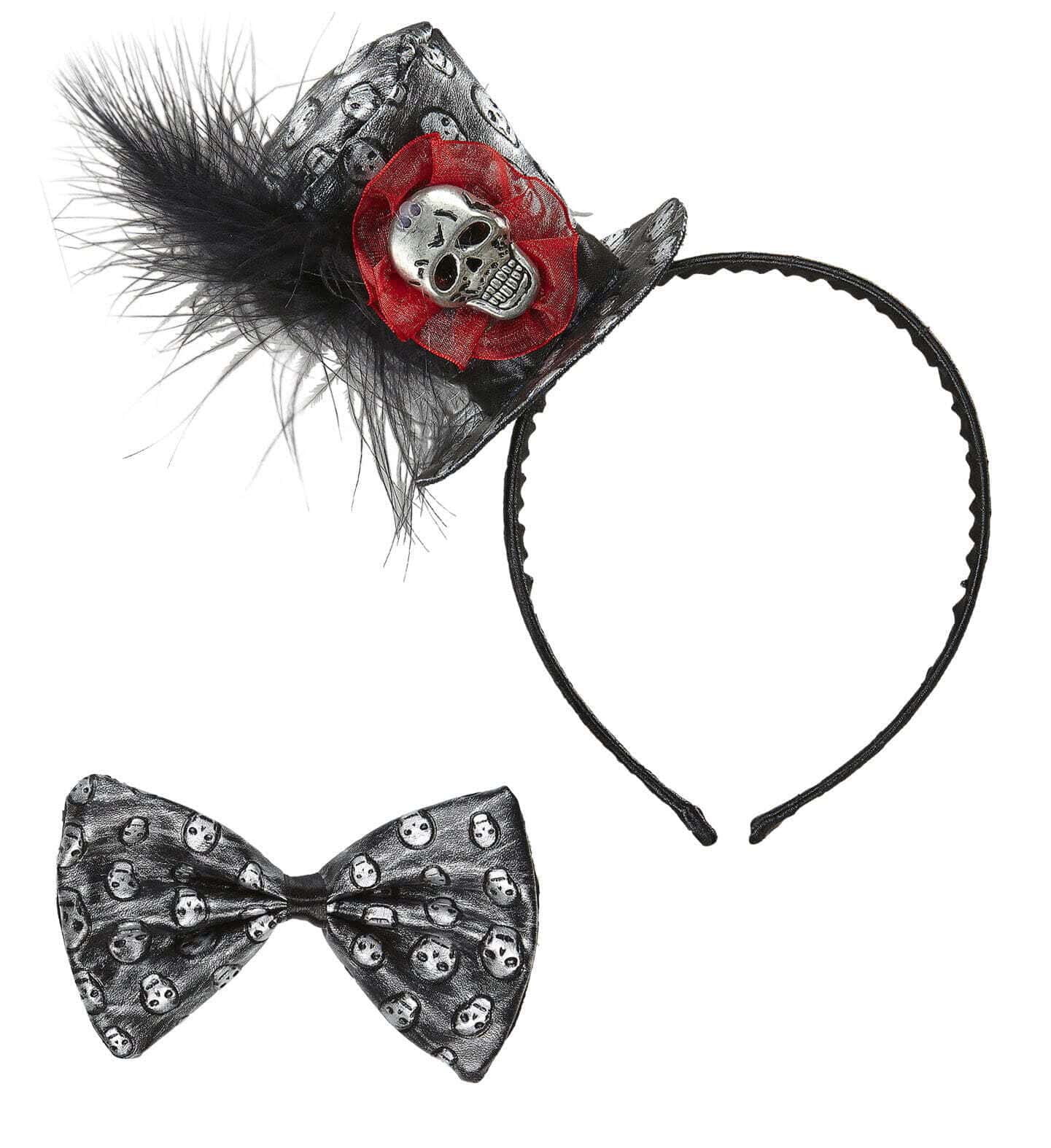 Set Cerchietto e Farfallino con Teschi