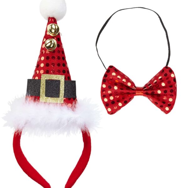 Mini Cappello da Babbo Natale con Papillon