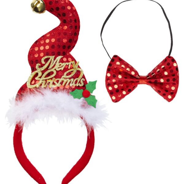 Mini Cappello da Babbo Natale con Papillon