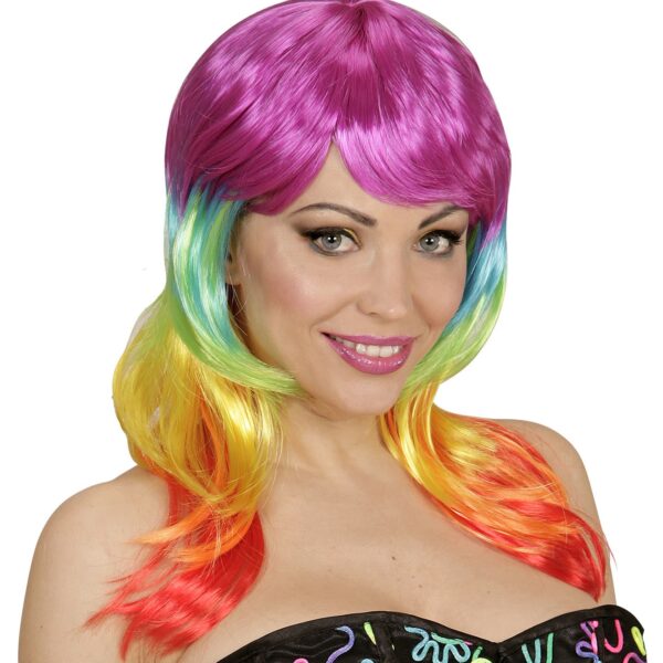 Parrucca Arcobaleno Lunga con Frangia