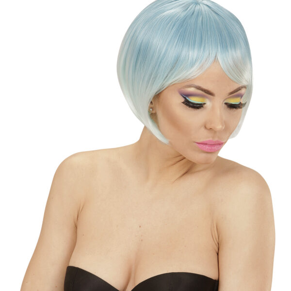 Parrucca Blu Turchese Caschetto con Frangia