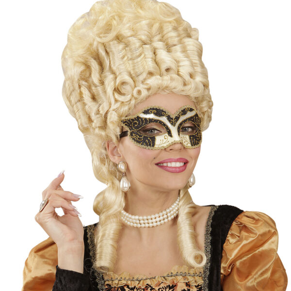 Maschera Duchessa con Glitter Nero e Oro