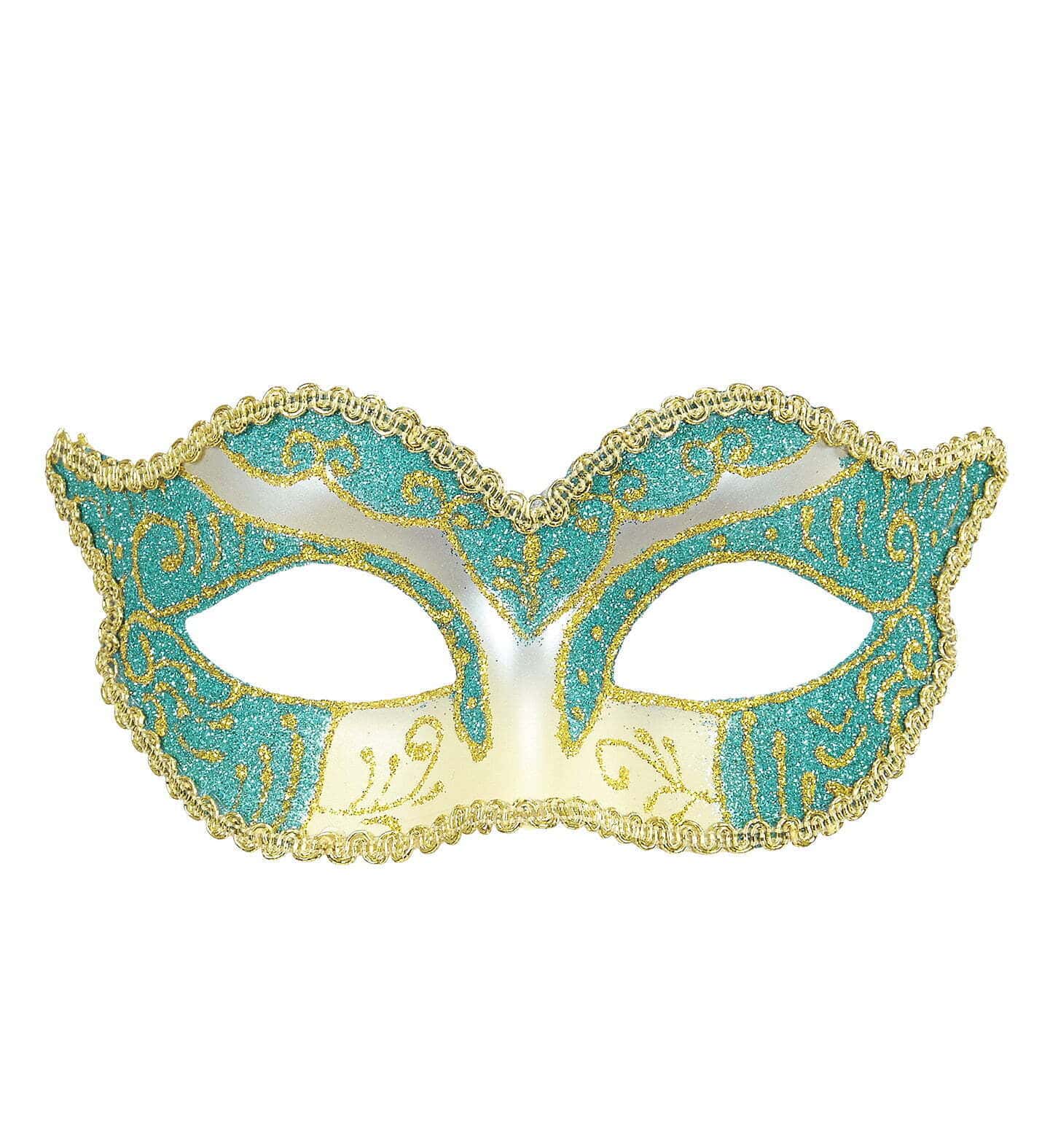Maschera Duchessa con Glitter Azzurro e Oro