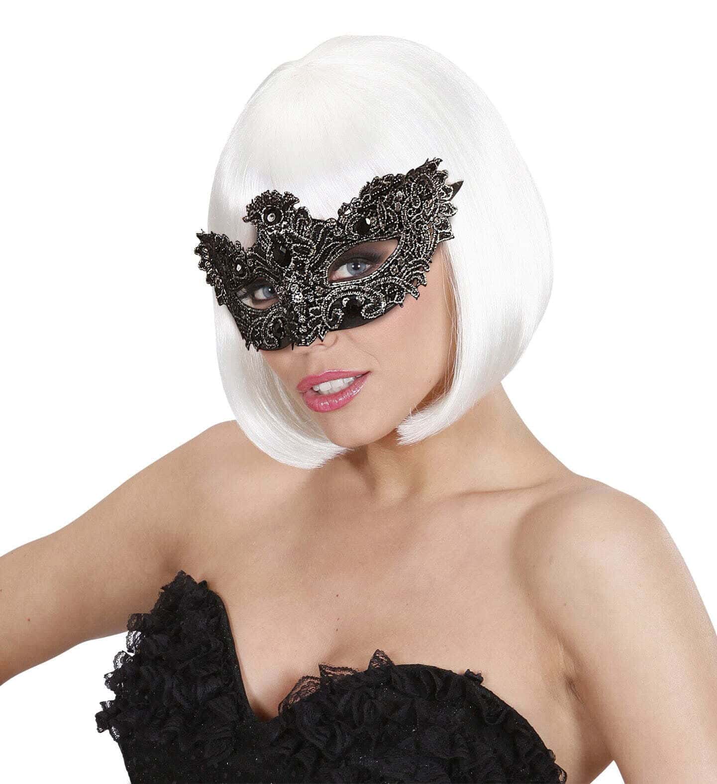 Maschera Argento Antico in Pizzo con Gemme