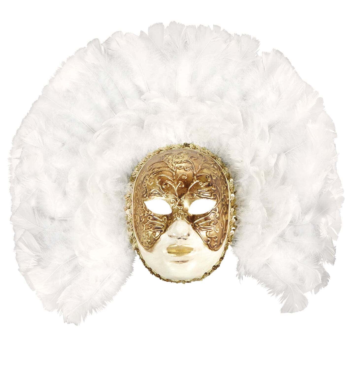 Maschera Fidelio con Piume Bianche Lusso