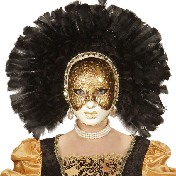 Maschera Fidelio con Piume Nere Lusso