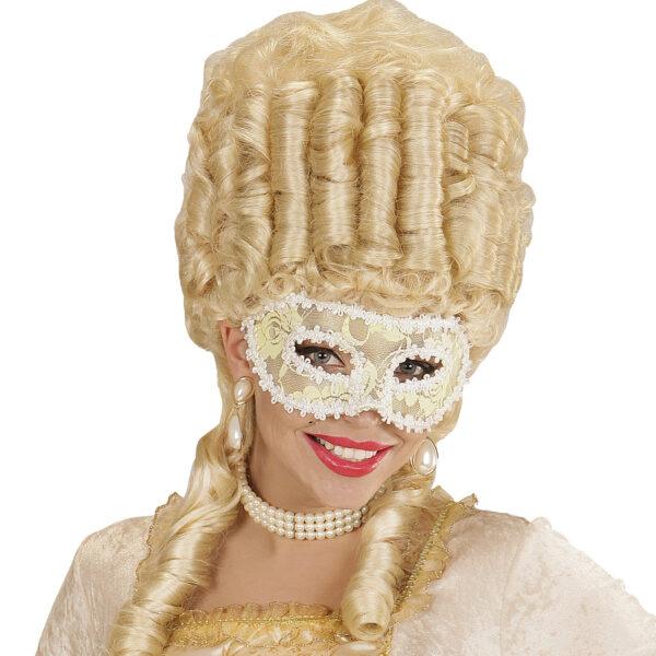 Maschera Domini Bianca con Fiori in Pizzo