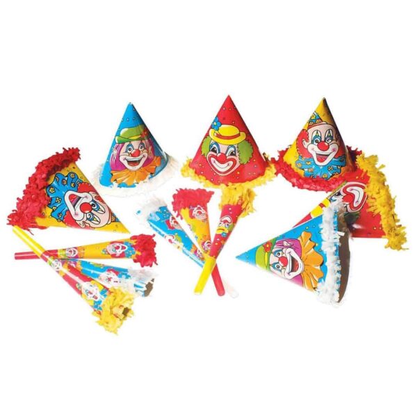 Set Cappellini e Trombette Party con Clown