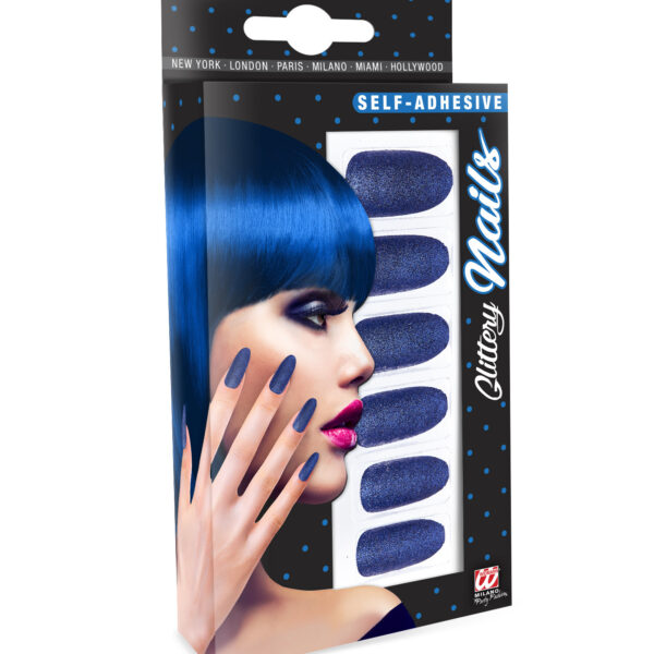 Unghie Finte Blu Luccicanti