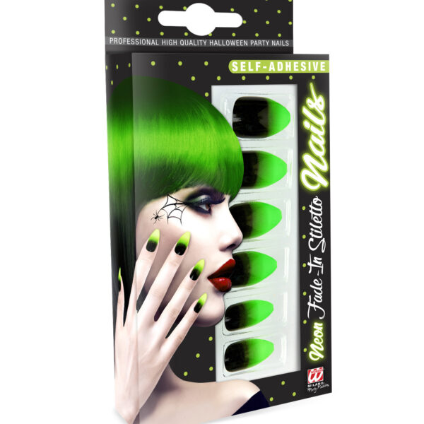 Unghie Finte Stiletto Fluorescenti Sfumare Nere