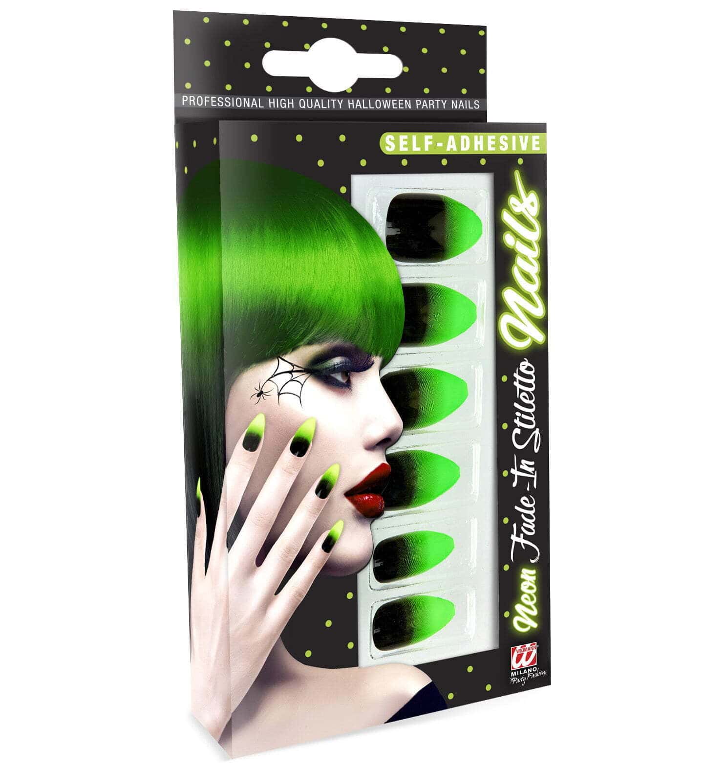 Unghie Finte Stiletto Fluorescenti Sfumare Nere