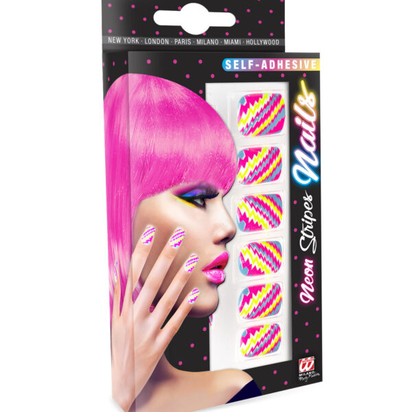 Unghie Finte a Strisce Multicolore