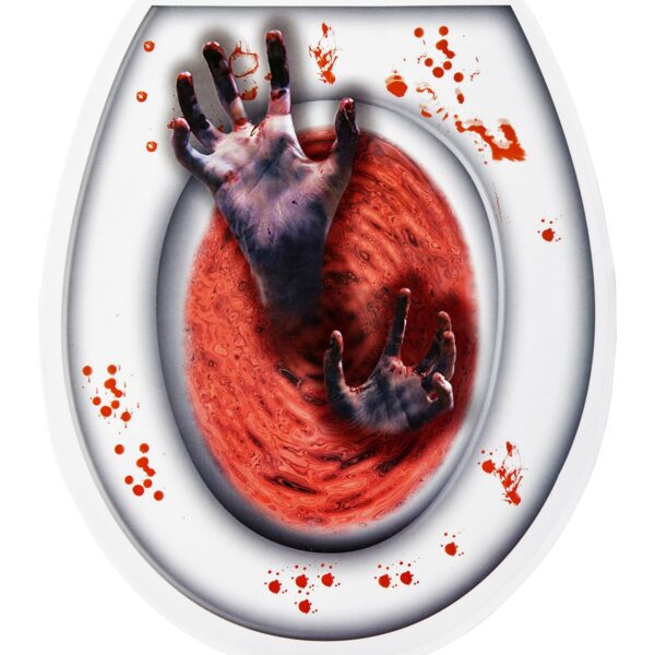 Scenografia Copriwater Mano Zombie Insanguinata