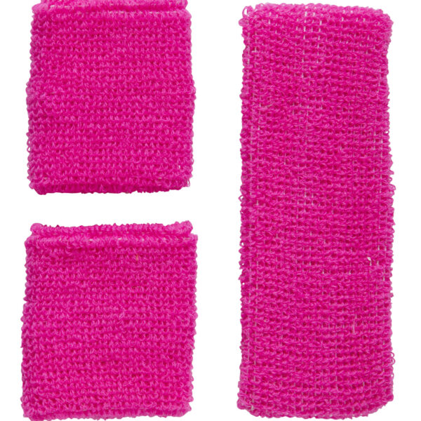 Set Fascia e Polsini Rosa Fluorescente