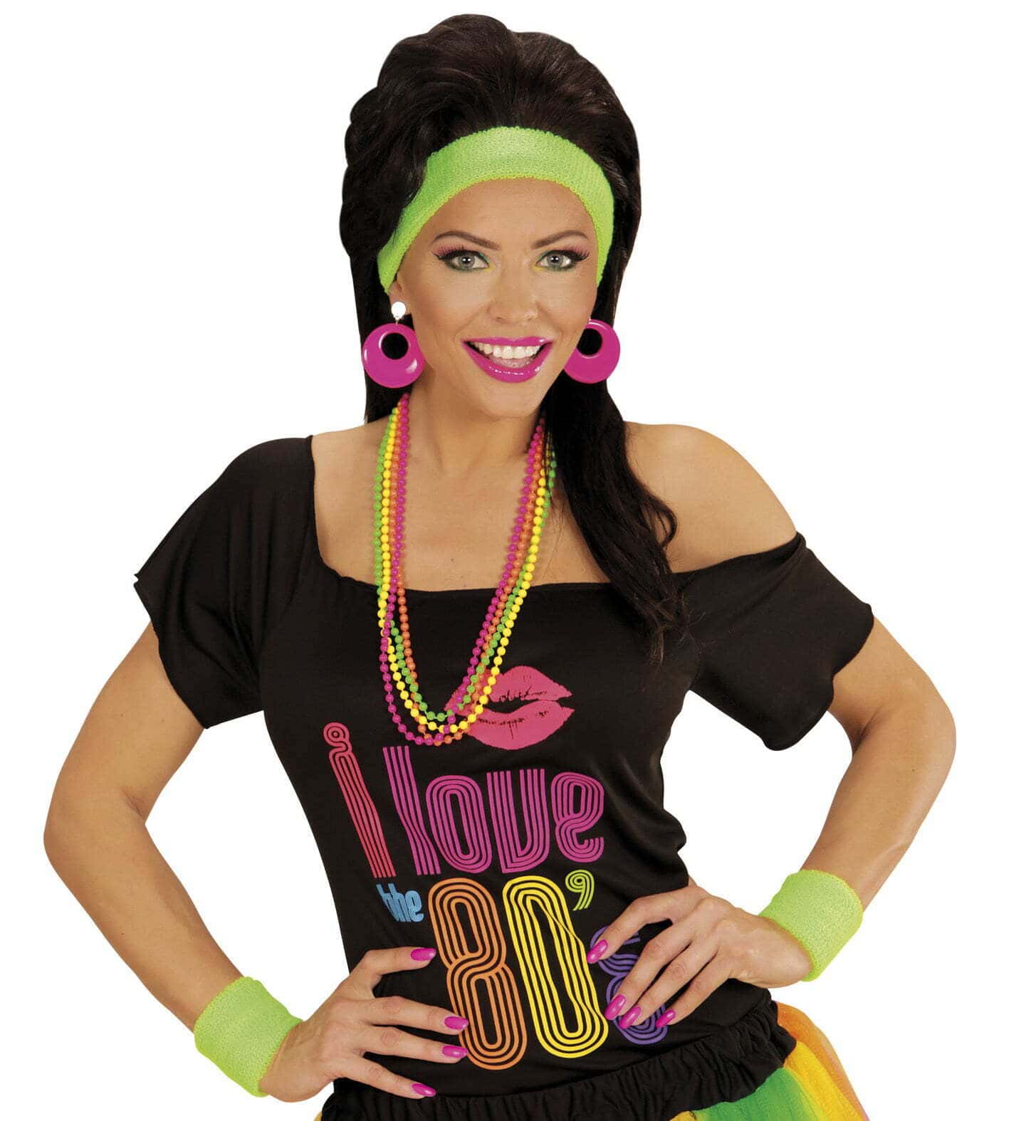 Set Fascia e Polsini Verde Fluorescente