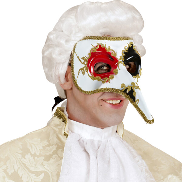 Maschera Veneziana Bianca con Decori