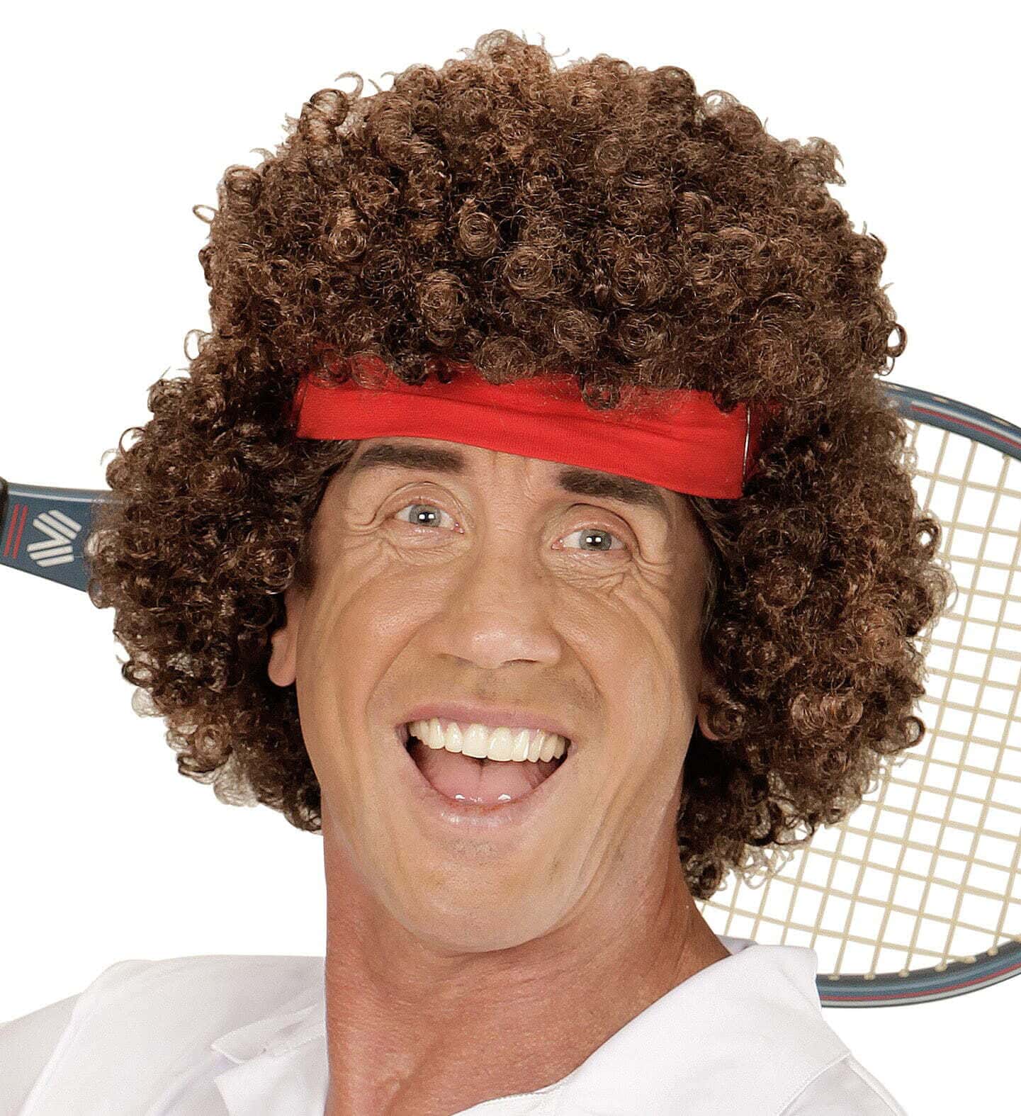 Parrucca Castana Riccia da Tennista