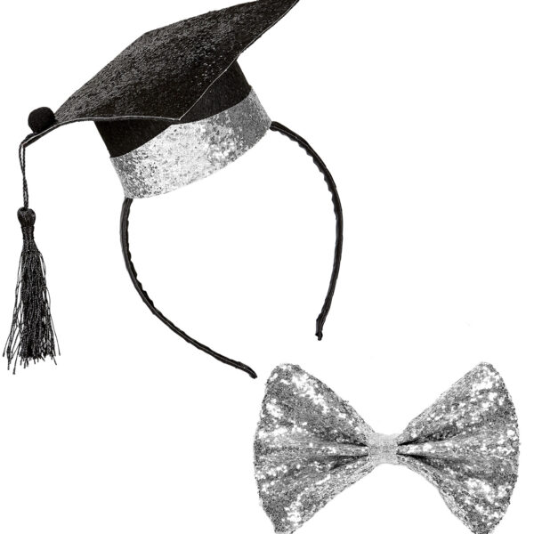 Cerchietto con Mini Cappello Laureato e Farfallino