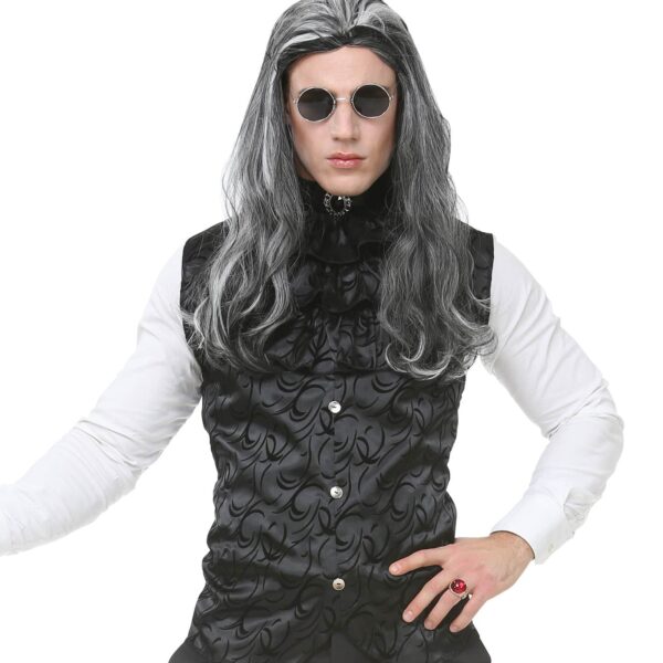 Gilet Nero in Raso con Jabot
