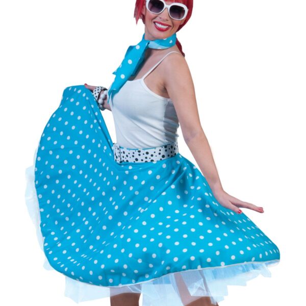 Gonna e Foulard Azzurro Fluo a Pois Rock'N Roll