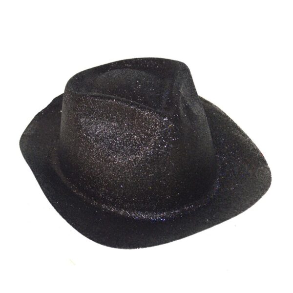 Cappello da Gangster Nero Glitter in Plastica