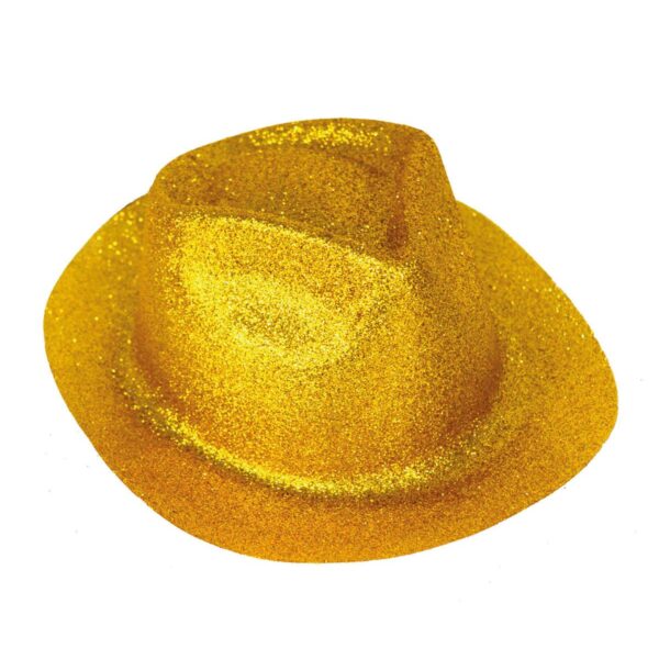 Cappello da Gangster Oro Glitter in Plastica