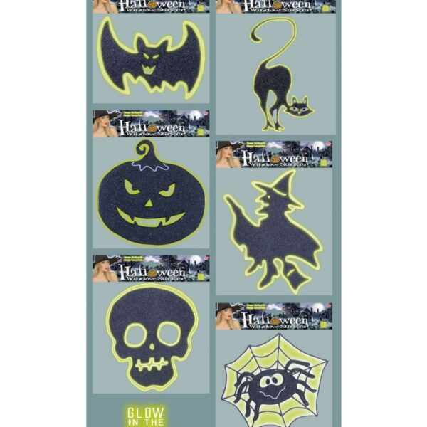 Vetrofania Halloween Glitter Fluorescenti Colori Assortiti