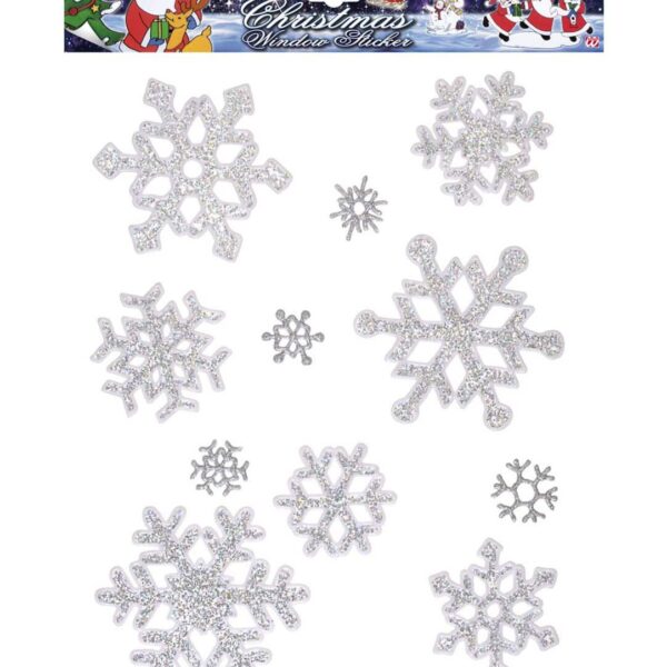 Vetrofania Natalizia Fiocchi di Neve Glitterati